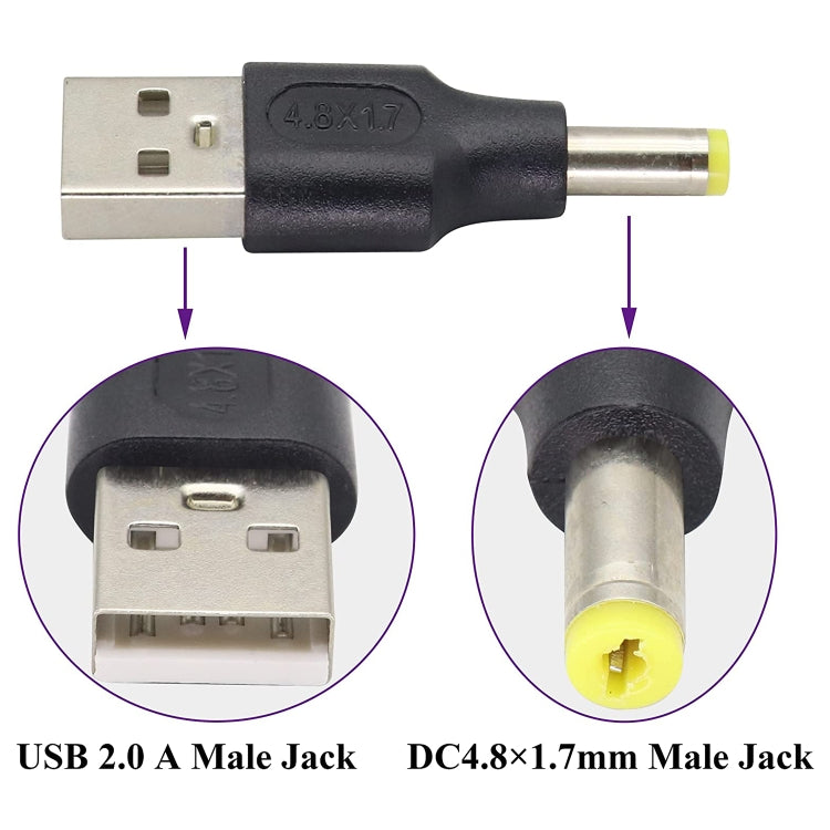 10個一賣 4.8 x 1.7mm公頭 轉 USB 2.0公頭 DC電源插頭連接器