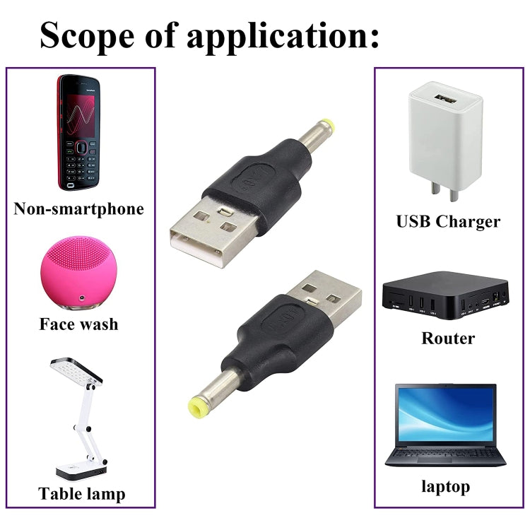 10個一賣 4.0 x 1.7mm公頭 轉 USB 2.0公頭 DC電源插頭連接器