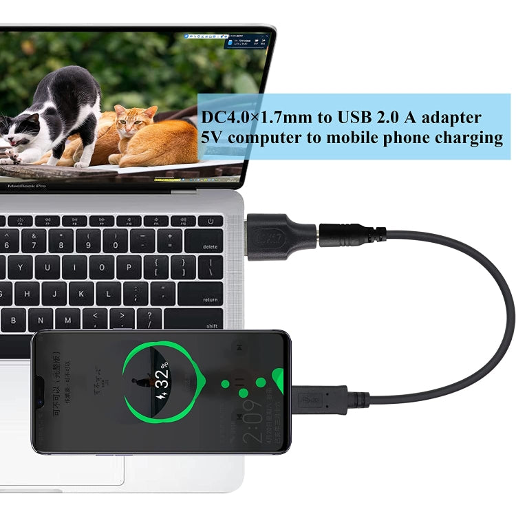 10個一賣 4.0 x 1.7mm公頭 轉 USB 2.0公頭 DC電源插頭連接器