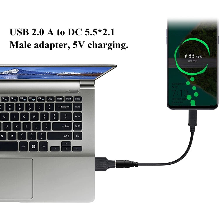 10個一賣 5.5x2.1mm公頭 轉 USB 2.0公頭 DC電源插頭連接器