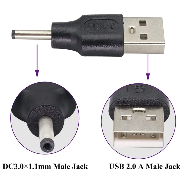 10個一賣 3.0x1.1mm公頭 轉 USB 2.0公頭 DC電源插頭連接器