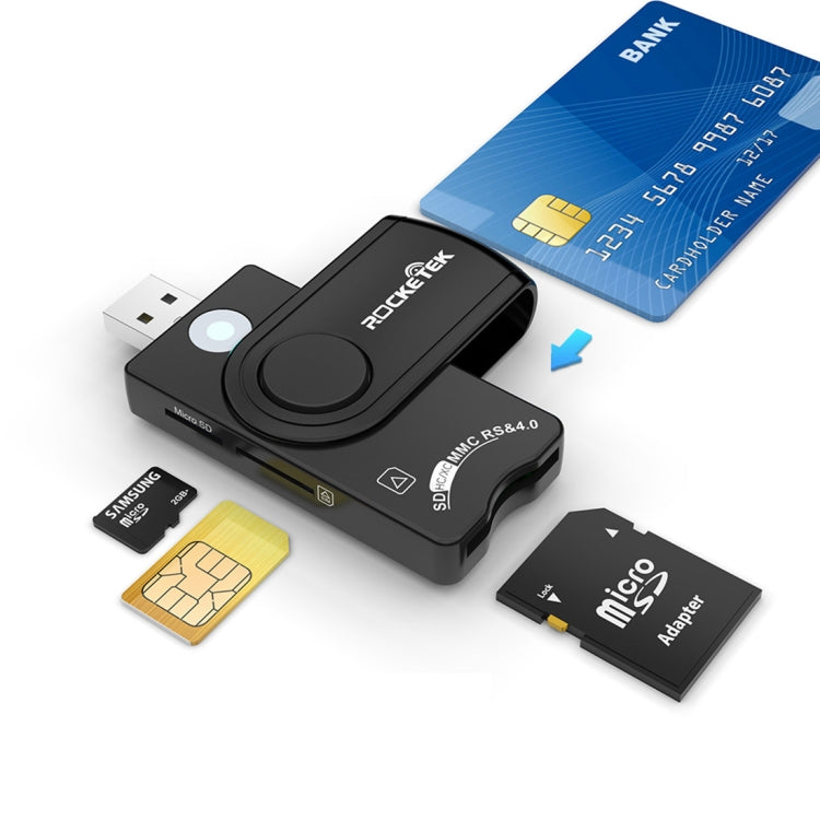 ROCKETEK CR310 USB3.0 IC智能卡讀卡器SD/TF/SIM卡多功能讀卡器