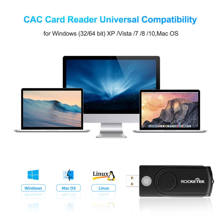 ROCKETEK CR310 USB3.0 IC智能卡讀卡器SD/TF/SIM卡多功能讀卡器