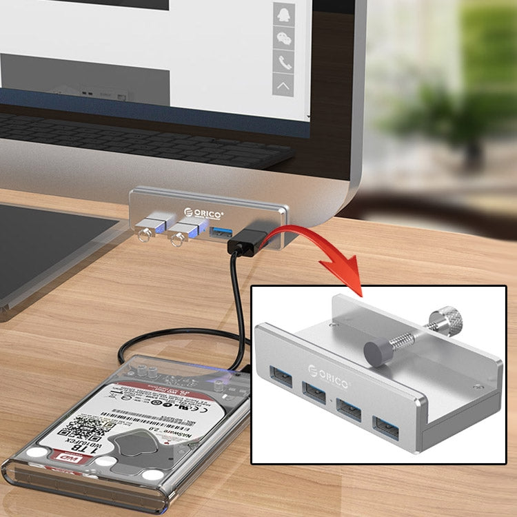 ORICO MH4PU 鋁合金 4口USB3.0卡扣集線器 帶1m長USB線 可夾寬度10-32mm