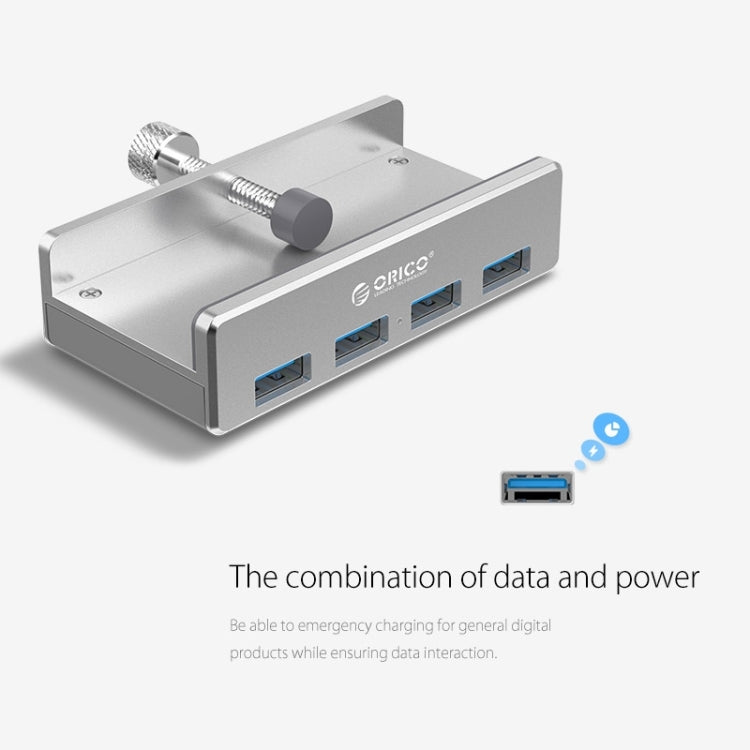ORICO MH4PU 鋁合金 4口USB3.0卡扣集線器 帶1m長USB線 可夾寬度10-32mm