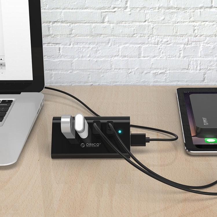 ORICO SHC-U3 ABS材質 桌面4口USB3.0集線器 帶手機平板支架&1m長USB線&LED指示燈