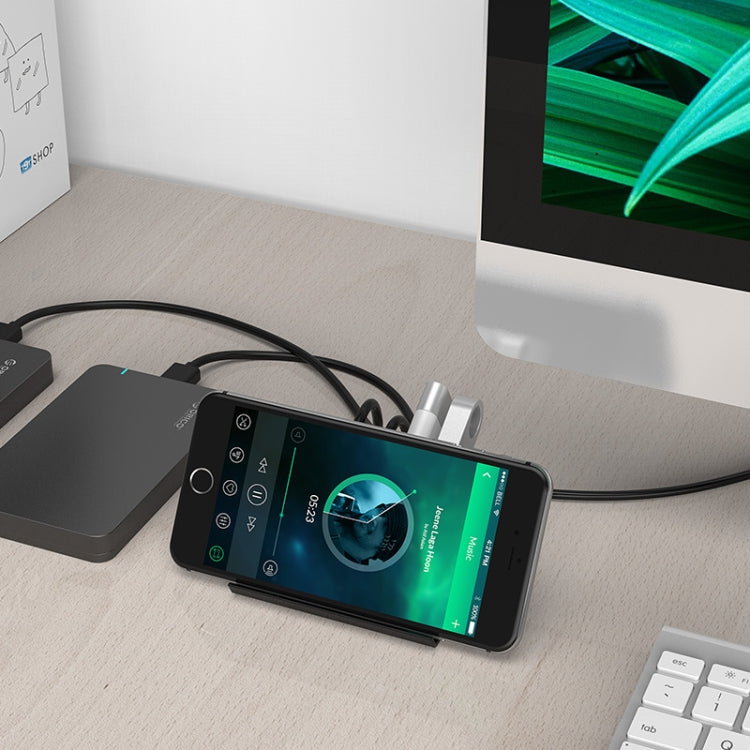 ORICO SHC-U3 ABS材質 桌面4口USB3.0集線器 帶手機平板支架&1m長USB線&LED指示燈