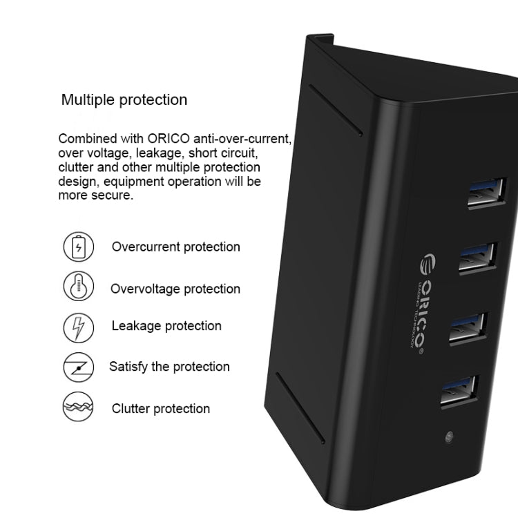 ORICO SHC-U3 ABS材質 桌面4口USB3.0集線器 帶手機平板支架&1m長USB線&LED指示燈