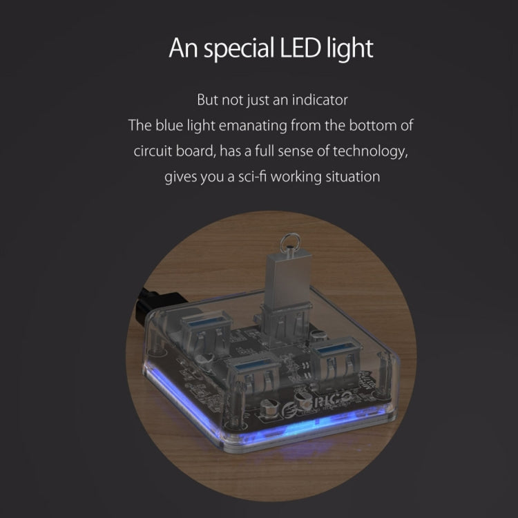 ORICO  MH4U-100 USB3.0透明桌面集線器 100cm線