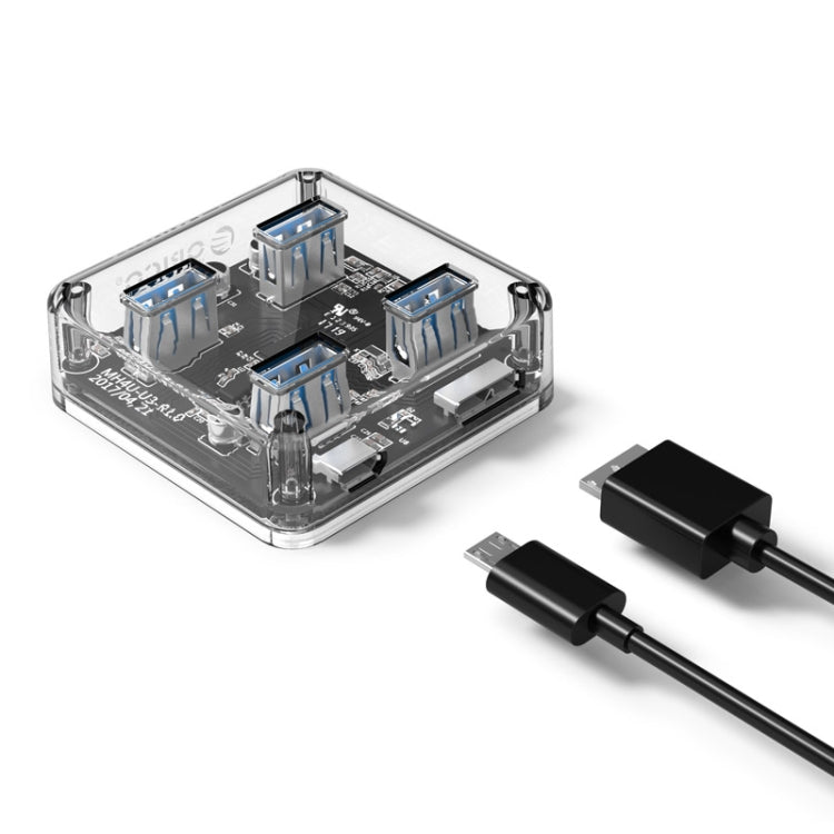 ORICO MH4U-30 USB3.0透明桌面集線器 30cm線