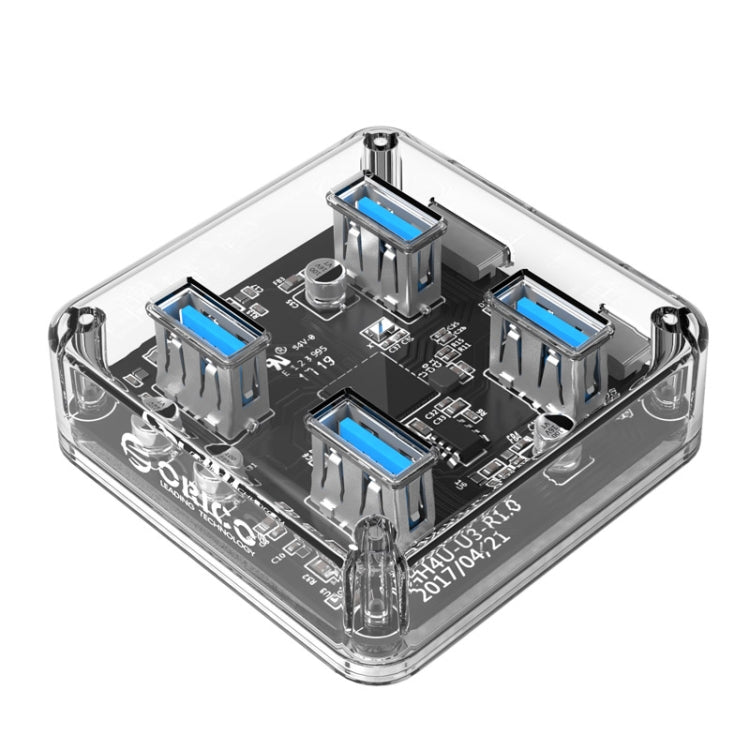 ORICO MH4U-30 USB3.0透明桌面集線器 30cm線