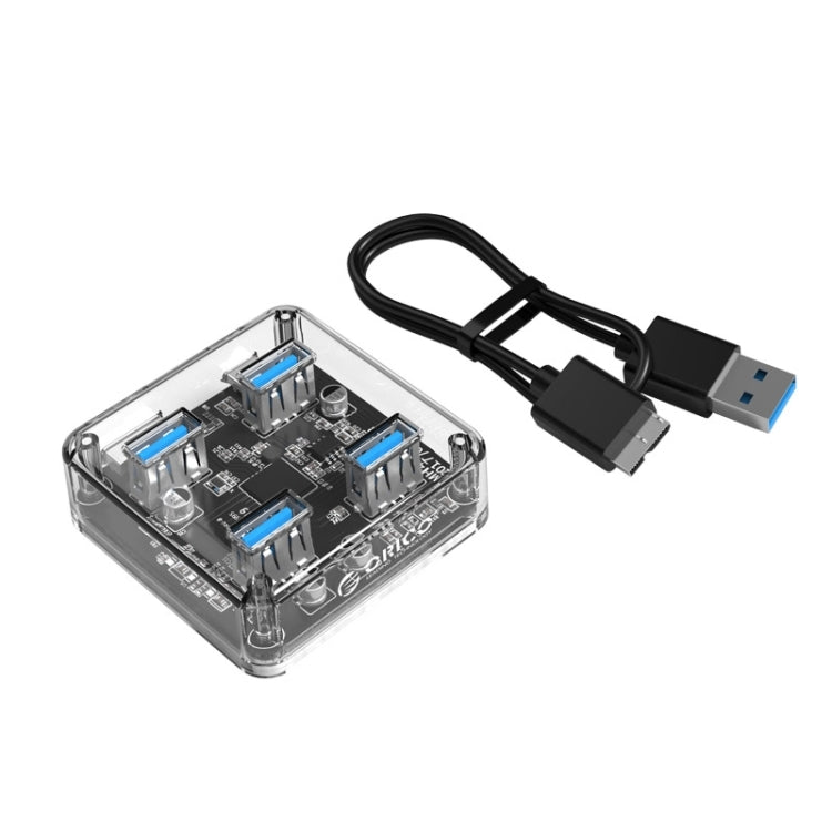 ORICO MH4U-30 USB3.0透明桌面集線器 30cm線