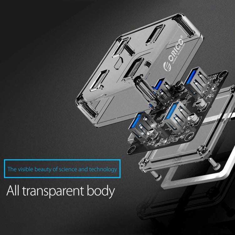 ORICO MH4U-30 USB3.0透明桌面集線器 30cm線