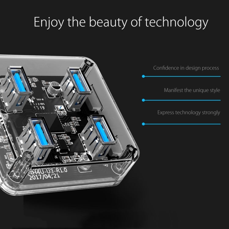 ORICO MH4U-30 USB3.0透明桌面集線器 30cm線