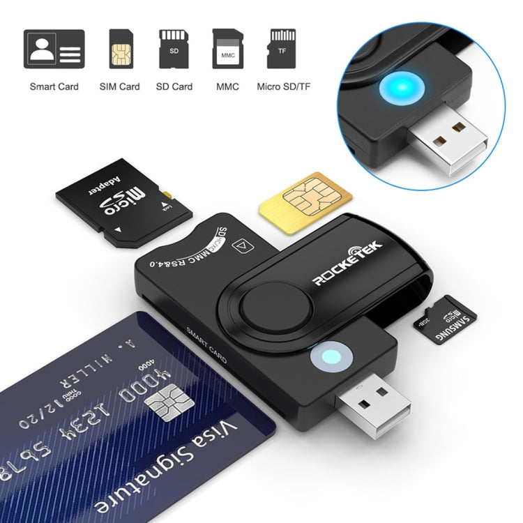 ROCKETEK CR310 USB2.0 IC智能卡讀卡器SD/TF/SIM卡多功能讀卡器
