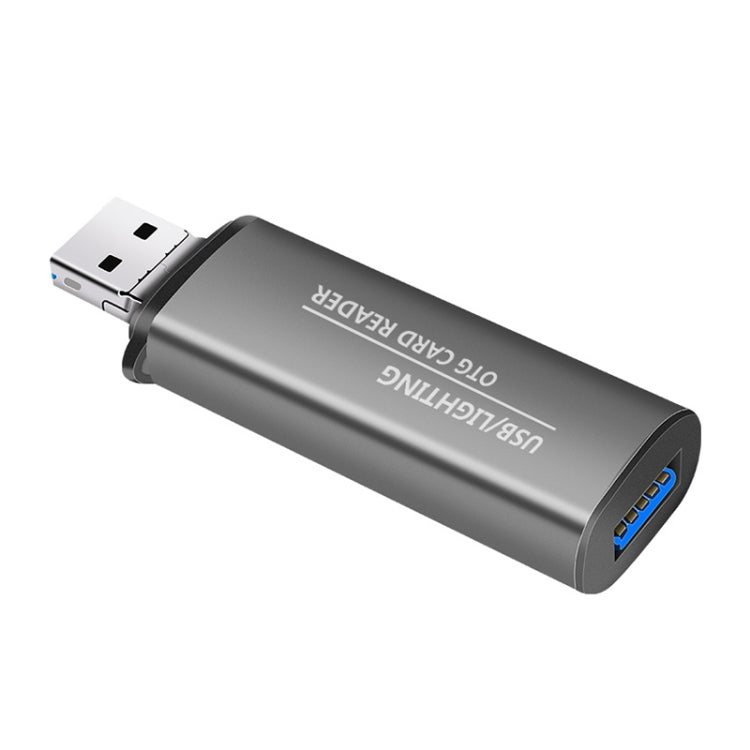 118 2合一 USB + 8 Pin接口 U盤/內存卡OTG讀卡器 適用於IOS系統手機/電腦