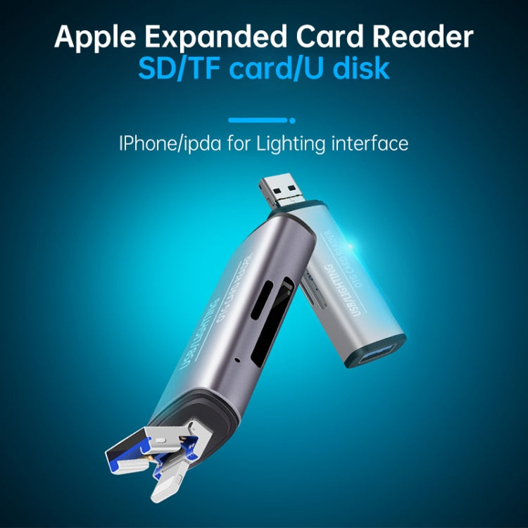 118 2合一 USB + 8 Pin接口 U盤/內存卡OTG讀卡器 適用於IOS系統手機/電腦