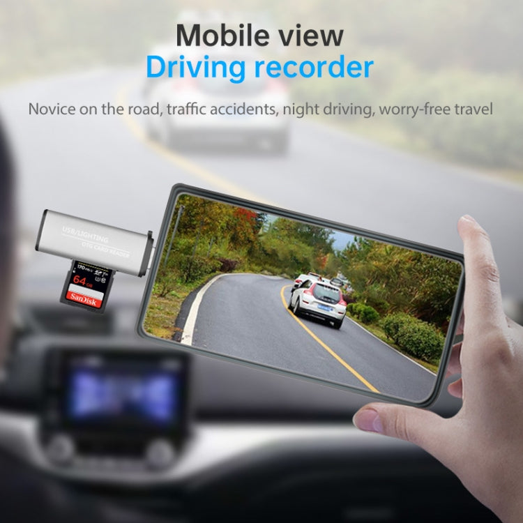 118 2合一 USB + 8 Pin接口 U盤/內存卡OTG讀卡器 適用於IOS系統手機/電腦