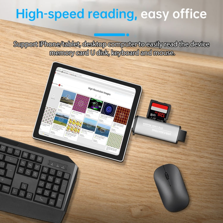 118 2合一 USB + 8 Pin接口 U盤/內存卡OTG讀卡器 適用於IOS系統手機/電腦