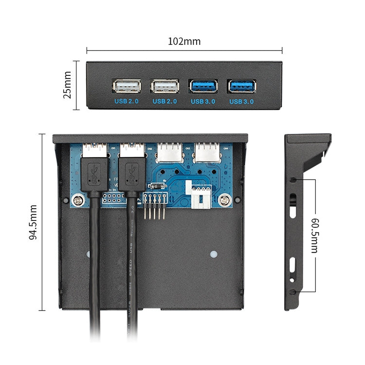 0.6M 2+2接口 USB 3.0 軟驅位前置面板