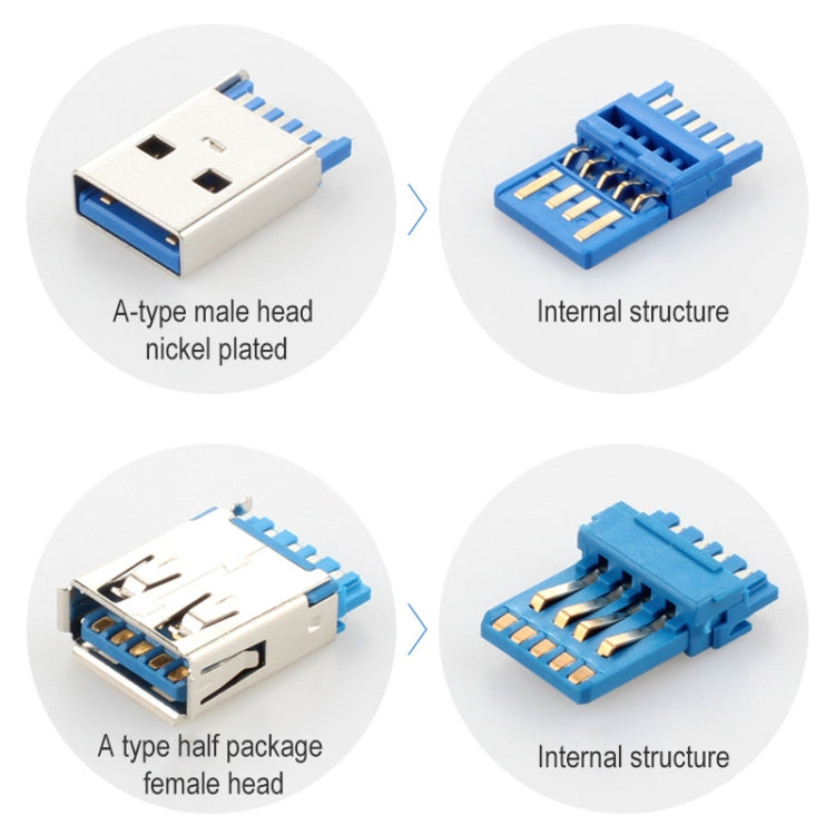 0270 USB 3.0公對母延長線 帶螺母 線長：60厘米