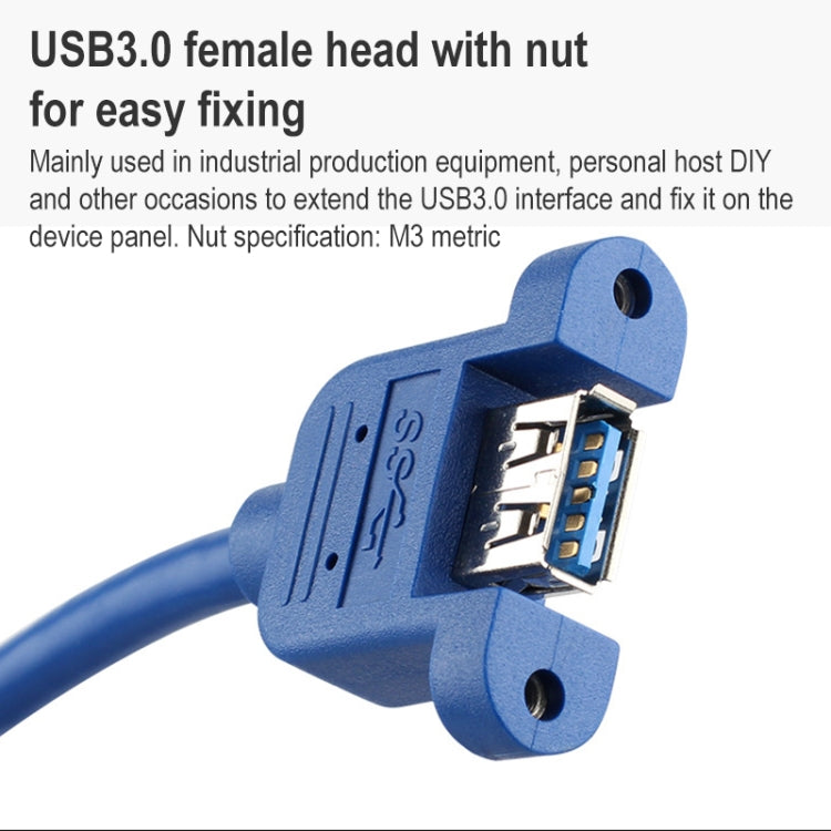 0270 USB 3.0公對母延長線 帶螺母 線長：60厘米