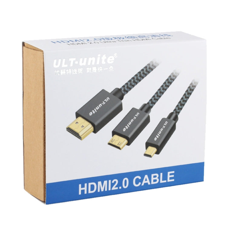 ULT-unite 1264 鍍金頭 HDMI2.0 公頭轉公頭尼龍編織線 線長：2米
