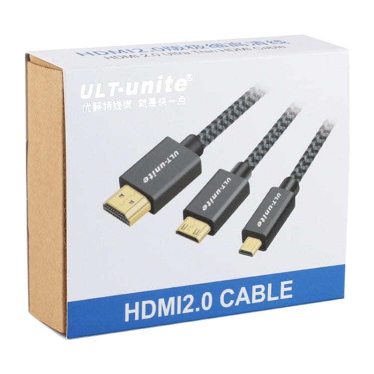 ULT-unite 11282 鍍金頭 HDMI公頭轉Micro HDMI公頭尼龍編織線 線長：1.2米