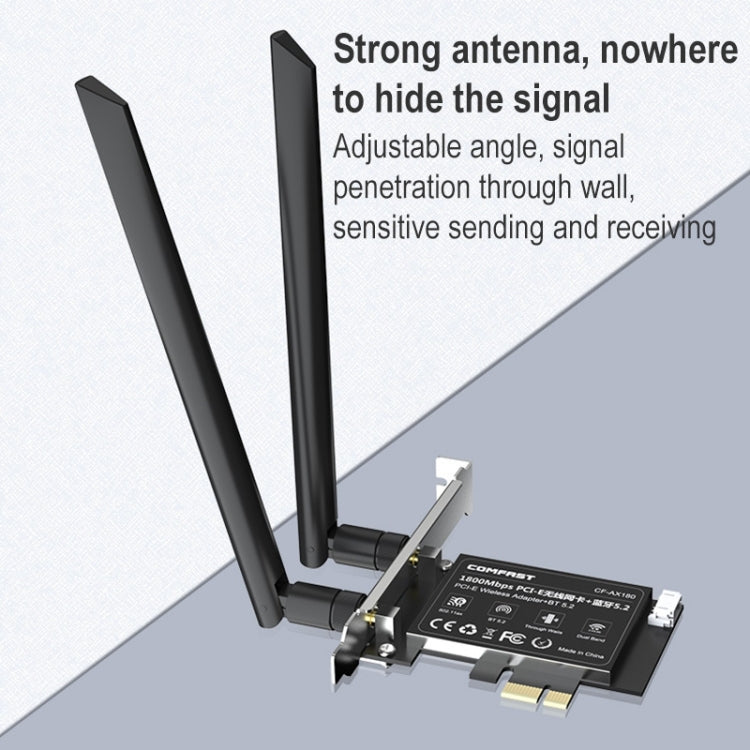 COMFAST CF-AX180 1800Mbps PCI-E藍牙5.2 雙頻電競遊戲WiFi 6無線網卡 不帶散熱片