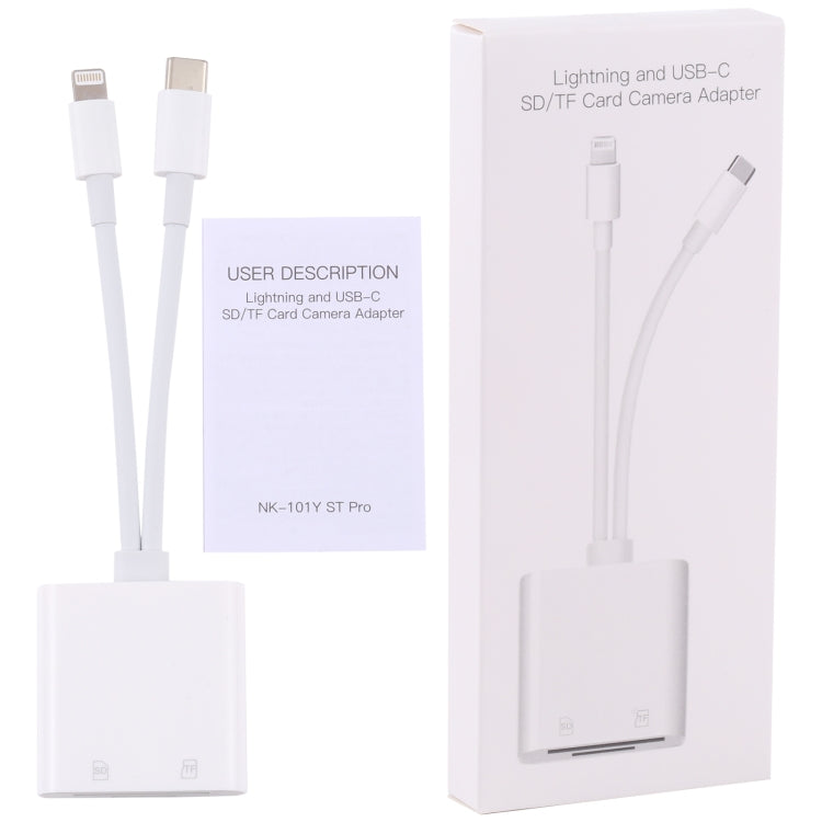 NK-101Y ST Pro 8 Pin+Type-C轉SD/TF卡相機適配器