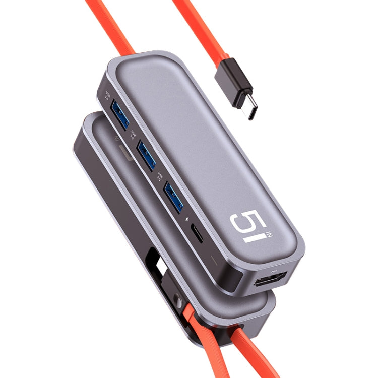ROCK TR21 Type-C轉HDMI+USB3.0x3+PD 4K 60Hz五合一擴展塢