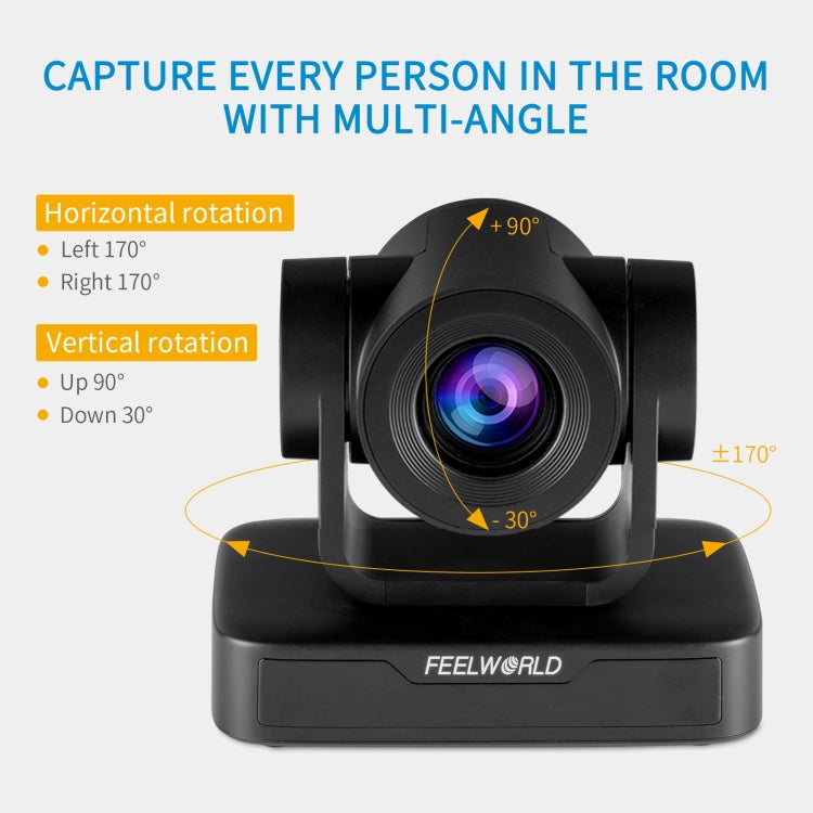 FEELWORLD USB10X 10X 光學變焦1080P USB雲台視頻會議攝像機, 歐規和美規