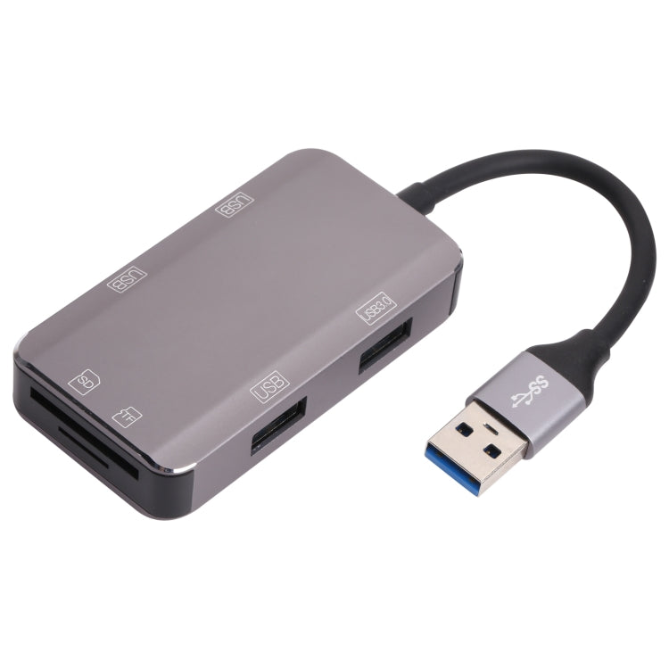 NK-3049HD 6合一 USB公頭轉MS/TF卡槽+USB 3.0+3個USB 2.0母頭 適配器