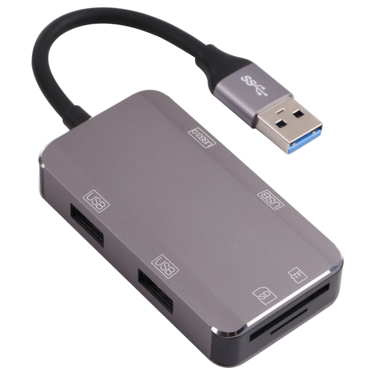 NK-3049HD 6合一 USB公頭轉MS/TF卡槽+USB 3.0+3個USB 2.0母頭 適配器