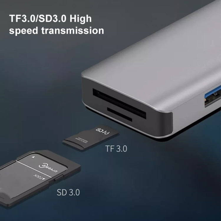NK-3049HD 6合一 USB公頭轉MS/TF卡槽+USB 3.0+3個USB 2.0母頭 適配器