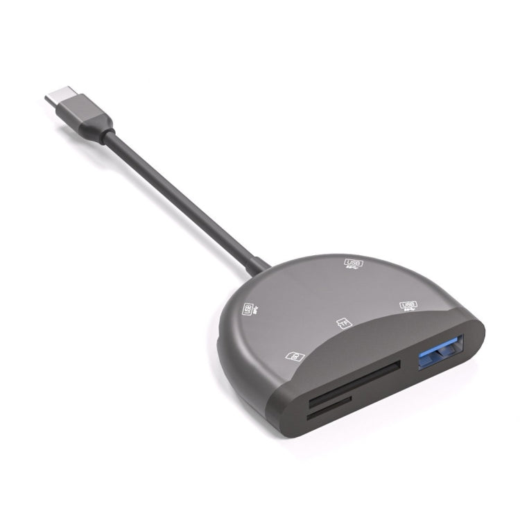 NK-3039 5合一 Type-C公頭轉TF/SD卡槽+3個USB母頭 適配器, NK-3039