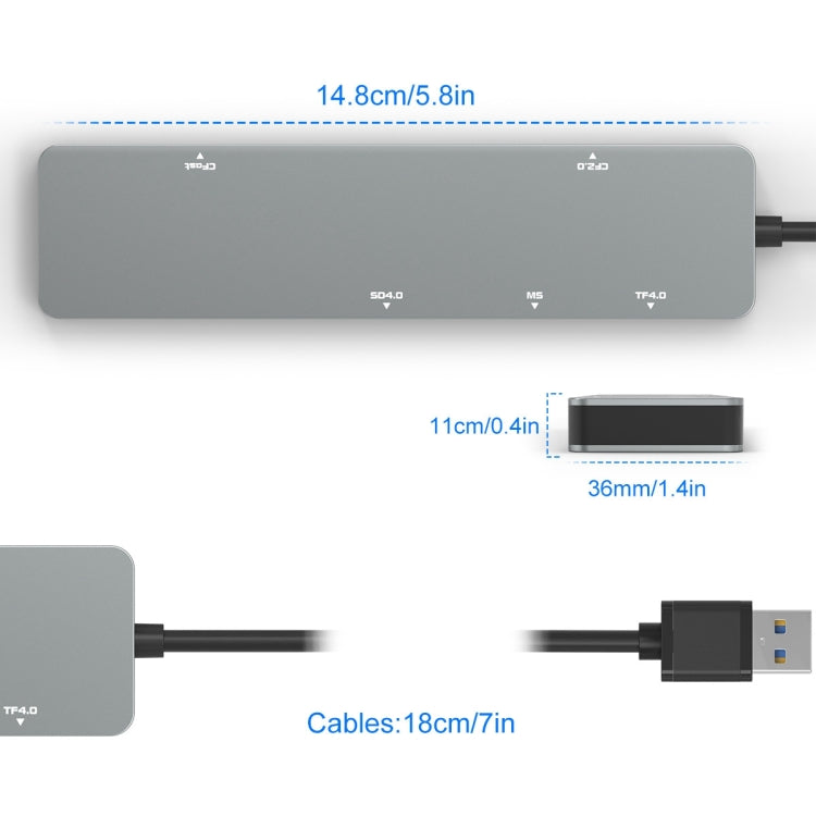 Rocketek CR308 USB3.0多功能讀卡器 CF/CFast/SD/MS/TF卡5合1