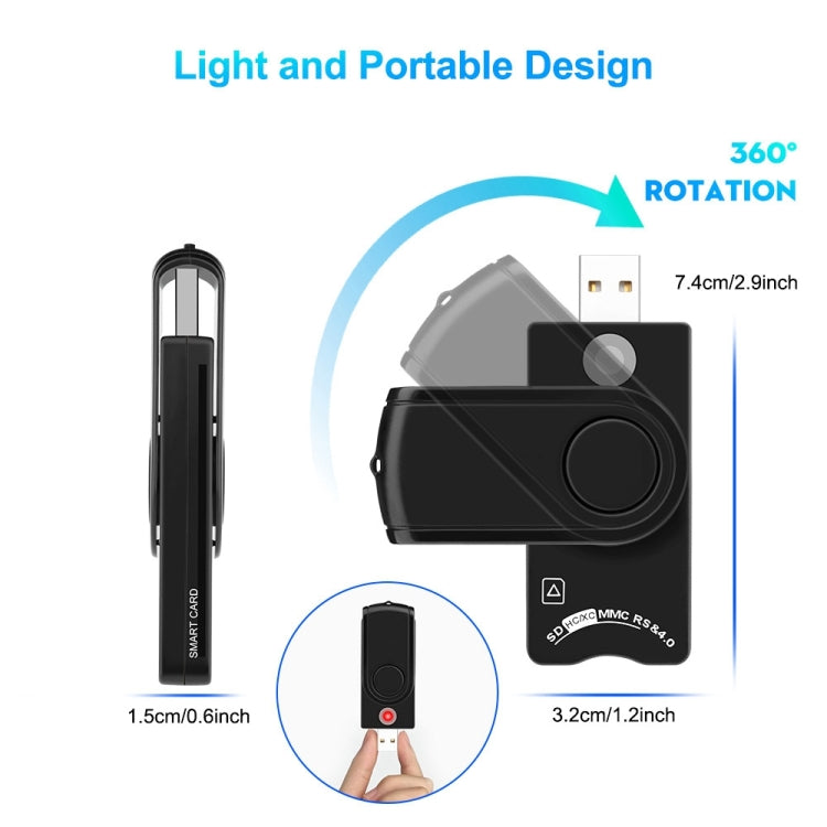 Rocketek CR310-B USB3.0報稅IC智能卡/SD/TF/SIM卡 多功能讀卡器