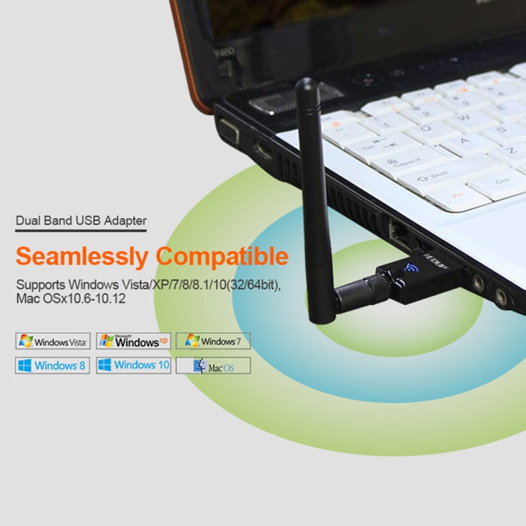 EDUP EP-DB1607 USB 2.0無線適配器 600Mbps 2.4G / 5GHz雙頻WiFi網卡
