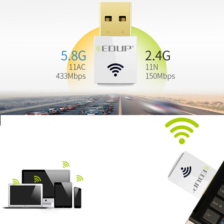 EDUP EP-AC1619 迷你無線USB 600Mbps 2.4G / 5.8Ghz 150M + 433M雙頻WiFi網卡