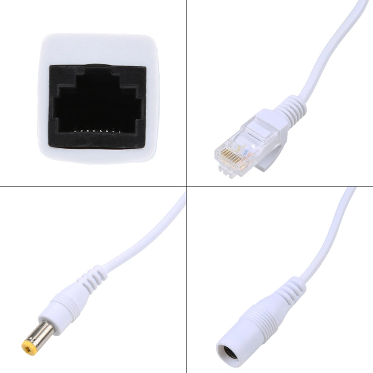 2合一套裝 POE分離線電源分開器轉接頭RJ45網口供電器  RJ45網口轉2.1x 5.5mm公頭& RJ45網口轉2.1x 5.5mm母頭套裝