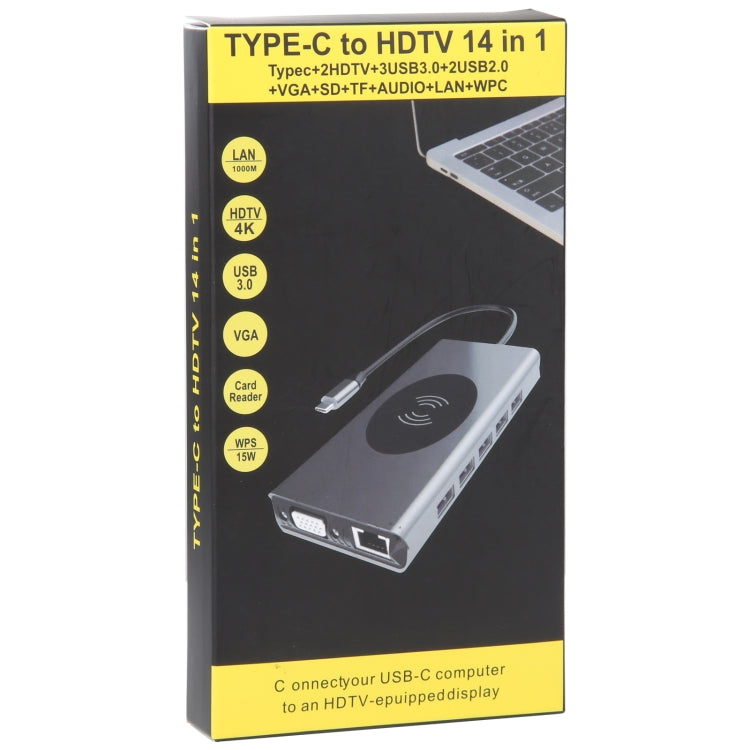 14合1 Type-C 擴展塢帶無線充電功能