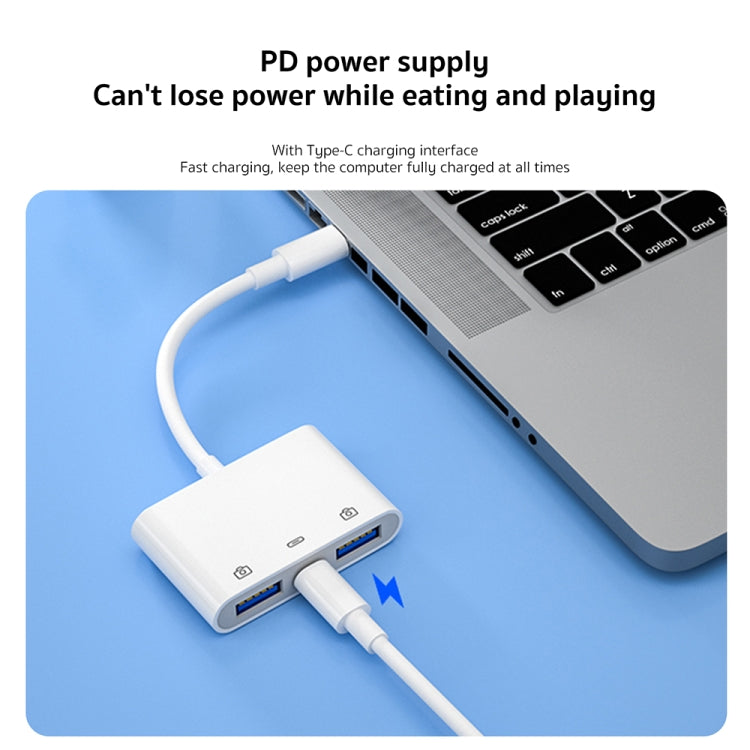 S-202 3合一 Type-C公頭轉Type-C+雙USB母頭適配器