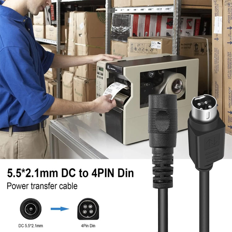 電源中針4P公頭轉DC 5.5x2.1mm母頭轉接線，長度： 0.15米