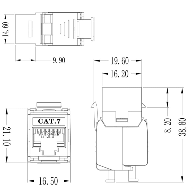 CAT7模塊 七類模塊 鋅合金屏蔽母座 1208XHC7