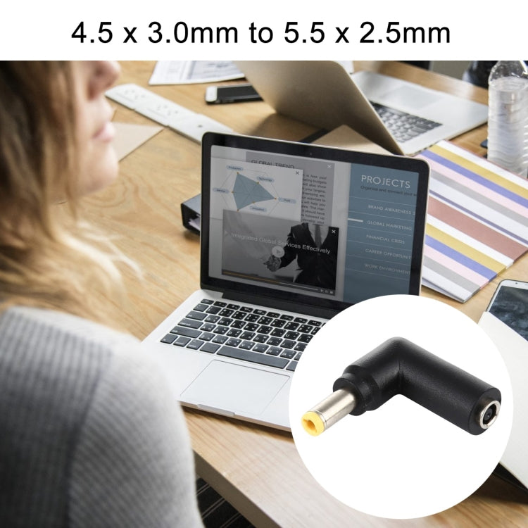 10個一賣 4.5x3.0mm母 轉 5.5x2.5mm公 彎頭筆記本電腦電源適配轉接頭
