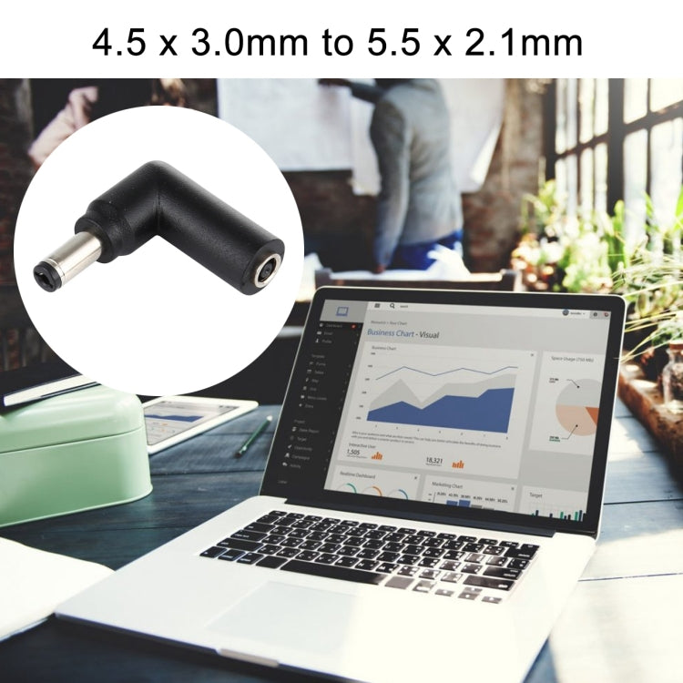 10個一賣 4.5x3.0mm母 轉 5.5x2.1mm公 彎頭筆記本電腦電源適配轉接頭
