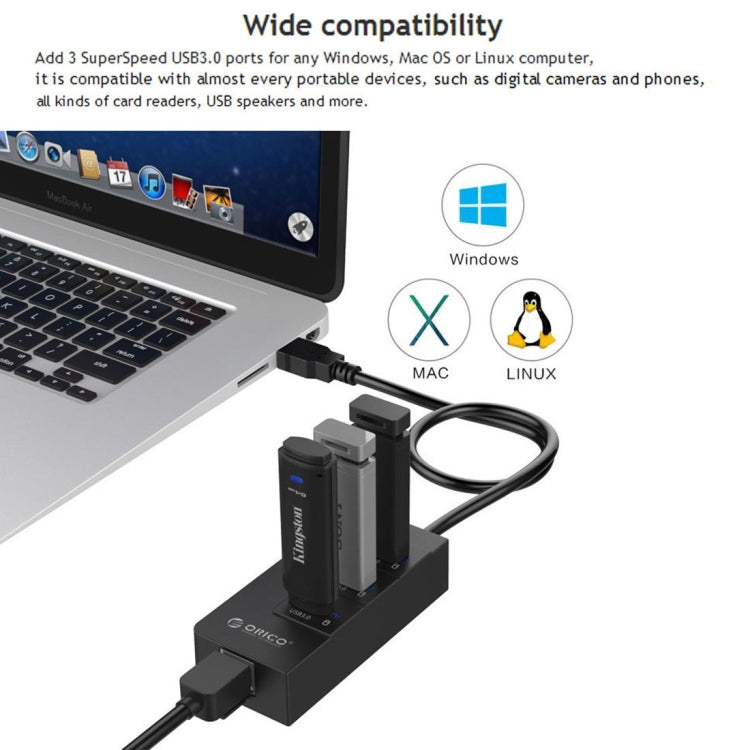 ORICO HR01-U3 3口 USB3.0集線器 ABS材質 帶千兆網卡口