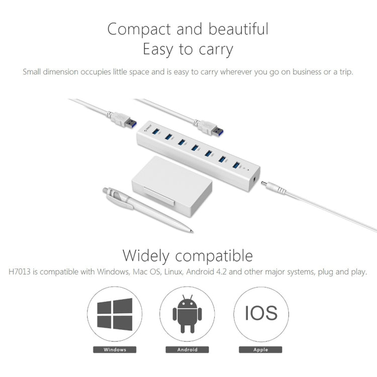 ORICO H7013-U3 ABS材質桌面7口USB3.0集線器 帶1m長USB線 無電源