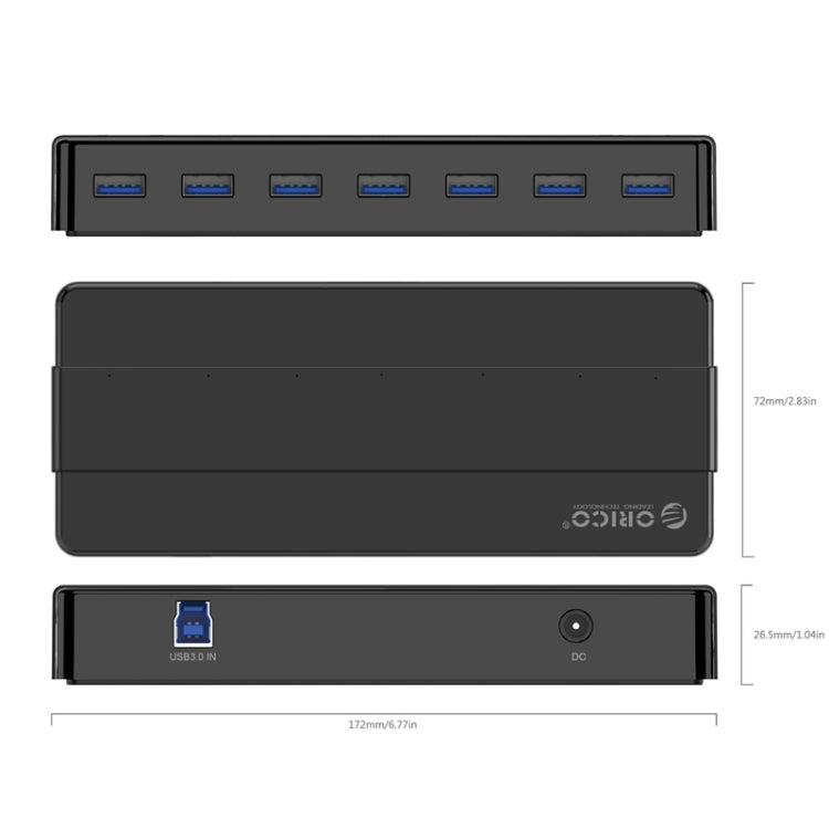 ORICO H7928-U3 ABS材質桌面7口USB3.0集線器 帶1m線